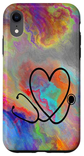 iPhone XR Nurse Doctor Tie Dye Paint Nursing Medical Stethoscope Gift Case