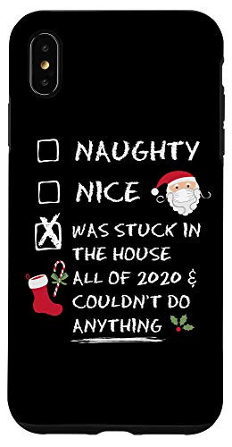 iPhone XS Max Naughty Nice Christmas 2020 QUARANTINE Checklist Mask Santa Case