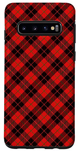 Galaxy S10 Classic Red  and  Black Plaid Buffalo Check Pattern Design Phone Case