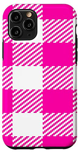 iPhone 11 Pro Pink Plaid Flannel Check Buffalo Gingham Quilt Pattern Case