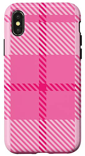 iPhone X/XS Pink White Buffalo Check Plaid Gingham Quilt Pattern Case