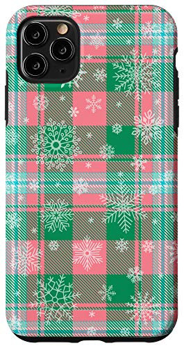 iPhone 11 Pro Max Christmas Plaid Tartan Pink Buffalo Check Snow Pattern Gift Case