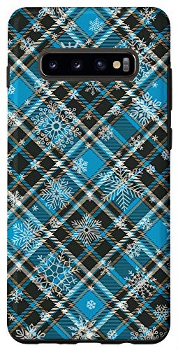 Galaxy S10 Plus  Christmas Plaid Tartan Aqua Buffalo Check Snow Pattern Gift Case