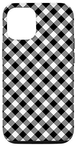 iPhone 12/12 Pro B and W Gingham Buffalo Check Plaid Checkered Square Gingham Case