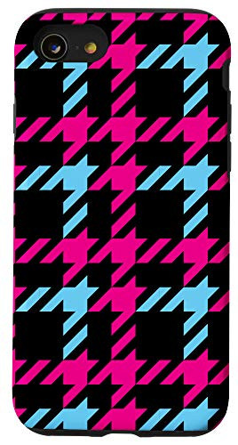 iPhone SE -2020- / 7 / 8 Pink Blue Black Buffalo Check Plaid Gingham Quilt Pattern Case