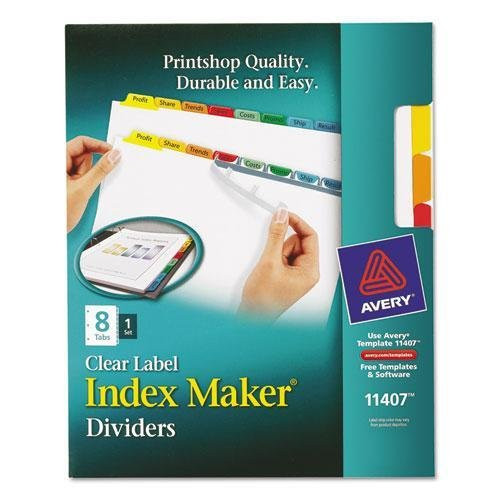 Avery 11407 Index Maker White Dividers- Multicolor 8-Tab- Letter