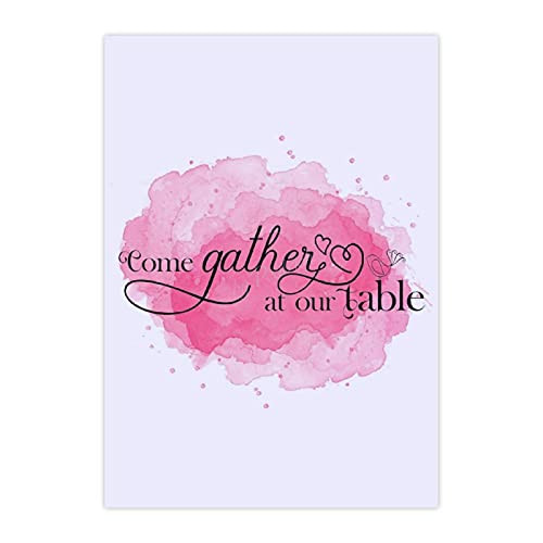Cards and Envelopes Set Blank- Come Gather at Our Table Greeting Card for Birthday All Occasion 7x10 Inches