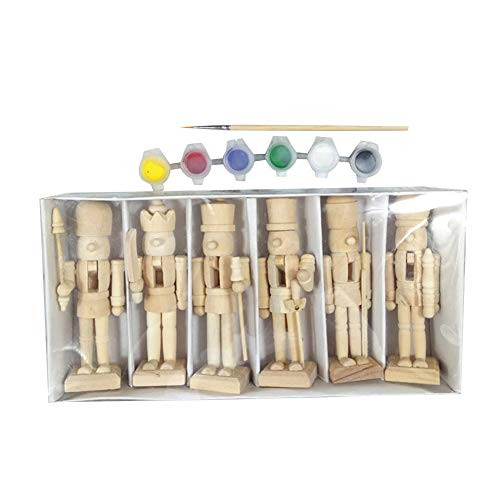 astonisfa 6pcs Wooden Nutcracker Figurines Paint Toy Unpainted Blank Wooden Nutcracker with Paint and Brush for DIY Nutcracker Craft Puppet Doll Christmas Decorations astonisfa 6pcs Wooden Nutcracker Figurines Paint Toy Unpainted Blank Wooden Nutcracker with Paint and Brush for DIY Nutcracker Craft Puppet Doll Christmas Decorations