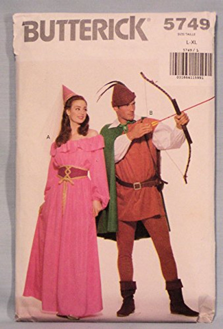 Butterick 5749 Maid Marian- Robin Hood Costumes Sewing Pattern- Vintage 1985 Check Offers for Size