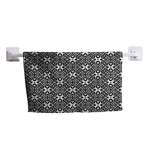 DayDayFun Kitchen Towel Black and White Pool Towels - Extra Absorbent- Soft Abstract Checkered Pattern Design with Monochrome Floral Details Vintage 14" x 28" Black White