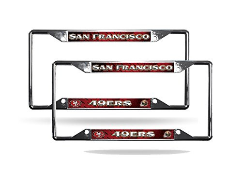 Rico San Francisco 49ers NFL Chrome (2) EZ View License Plate Frame Set Rico San Francisco 49ers NFL Chrome (2) EZ View License Plate Frame Set