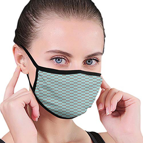 Mens Womens Mouth Scraf Face Two Colored Pattern with Little Checks and Diagonal Lines Retro Modern decorations for man and woman