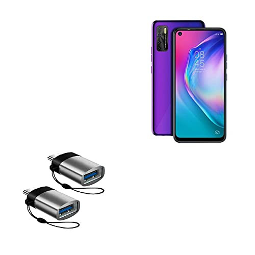 Tecno Camon 17 Cable- BoxWave -USB Type-C PortChanger -2-Pack-- USB Type-C OTG USB Portable Keychain for Tecno Camon 17 - Slate Grey