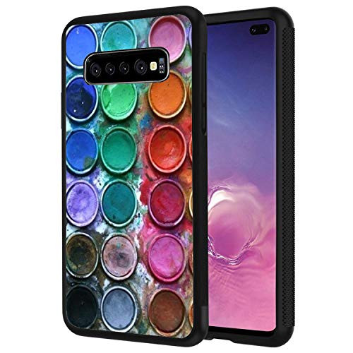 Galaxy S10 Plus Case-Watercolor Paint Set Palette Design Slim Anti-Scratch Shockproof TPU Back Protective Cover Case for Samsung Galaxy S10 Plus Case 6.4 Inch -2019-