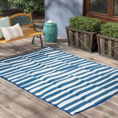 Reversible Mats - Indoor/Outdoor Plastic Straw Rugs- Modern Outdoor Area Rug for Patios Clearance- Outside Mat for RV Camping- Picnic- Beach- Backyard- Deck- Trailer -5' x 6.5'-