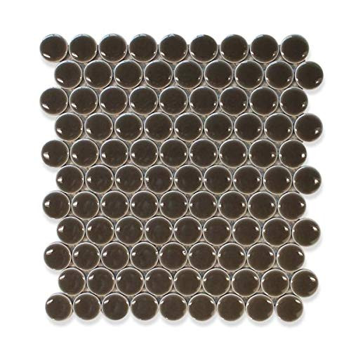 4"x6" Sample Swatch of Queens 1" Penny Round Mosaic Tiles - Geckos