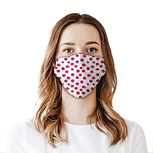 Comfortable Windproof mask Circle Abstract Arrangement Watercolor Dots Paint Splashes Spotted Composition Magenta Pink Printed Facial decorations for man and woman Adult