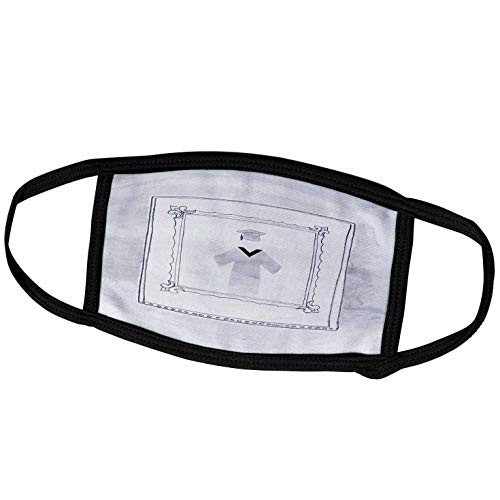 3dRose Chalkboard Look Graduation Cap and Gown in Frame- White and Black - Face Covers -fc-182726-1-