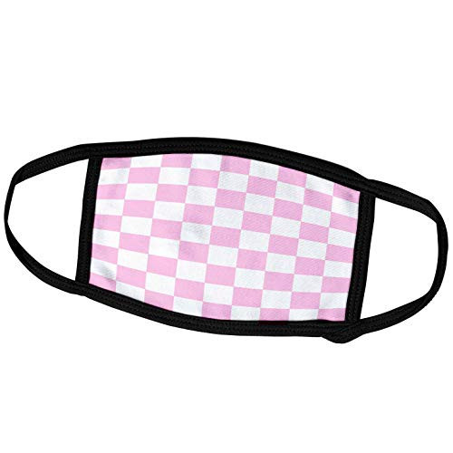 3dRose Checkered Pale Pink and White Squares Pattern - Check Checked. - Face Covers -fc-154534-3-
