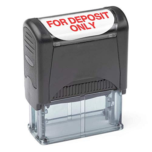 Self Inking Rubber Stamp- Refillable Red Ink Preinstalled - -9/16" x 1-1/2"- -for Deposit ONLY-