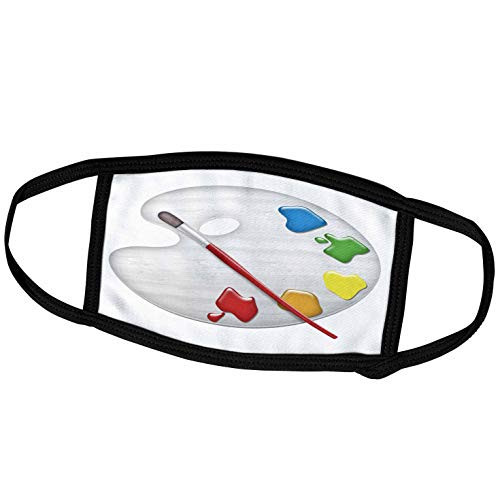 3dRose Painters Palette with Paint Brush Illustration - Face Covers -fc-264860-1-