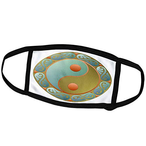 3dRose Yin Yang Shield Turquoise Gold Melon - Face Covers -fc-107271-3- 3dRose Yin Yang Shield Turquoise Gold Melon - Face Covers -fc-107271-3-