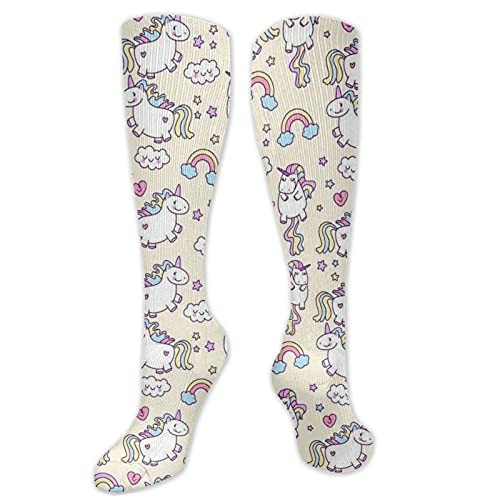 qkwlo Rainbow Unicorn Compression Socks for Women  and  Men Circulation 15-20 mmHg is Best Support for Athletic Running Cycling