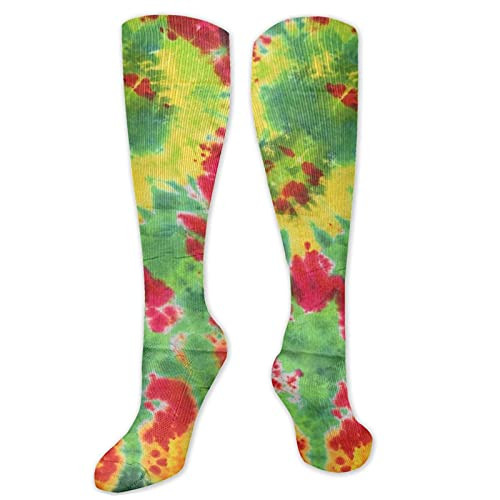 qkwlo Tie Dye Rainbow Compression Socks for Women  and  Men Circulation 15-20 mmHg is Best Support for Athletic Running Cycling