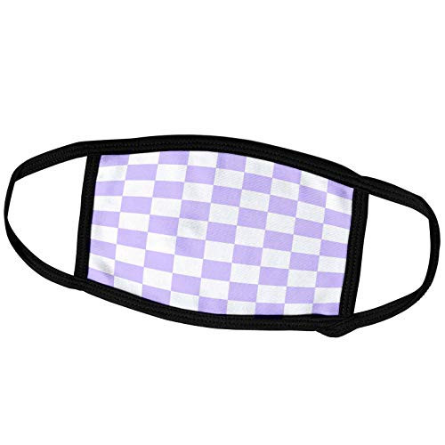 3dRose Checkered Lilac Purple and White Squares Pattern Check Checked. - Face Covers -fc-154535-3-