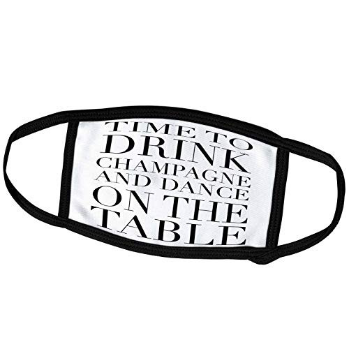 3dRose Time to Drink Champagne and Dance on The Table- Black - Face Covers -fc-163949-2-