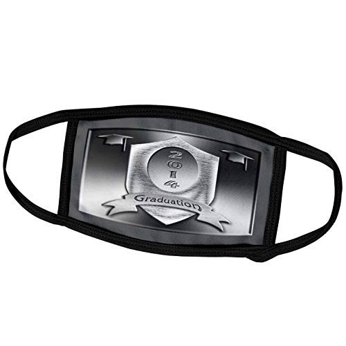 3dRose Graduation Caps and 2014 on Shield with Banner- Silver - Face Covers -fc-180913-3-