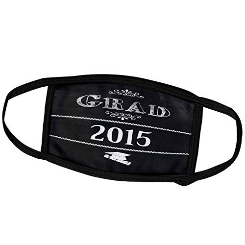 3dRose 2015- Graduation Cap- and Diploma- Chalkboard Style- Black and. - Face Covers -fc-203285-1-