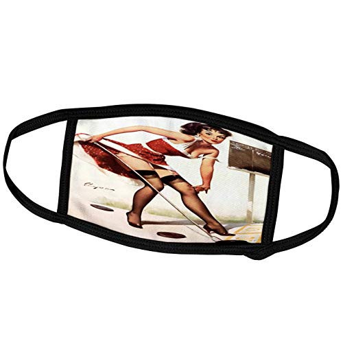 3dRose Print of Elvgren Pinup Playing Shuffleboard - Face Covers -fc-204077-1-
