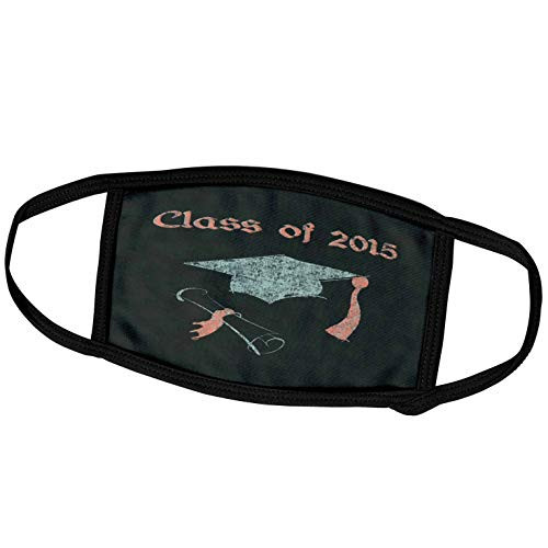 3dRose Chalkboard Look Cap and Diploma- Peach- Green- and Black - Face Covers -fc-212787-1-
