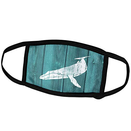 3dRose Humpback Whale Stencil in Faded White Paint Over Teal- not Real. - Face Covers -fc-220427-1- 3dRose Humpback Whale Stencil in Faded White Paint Over Teal- not Real. - Face Covers -fc-220427-1-