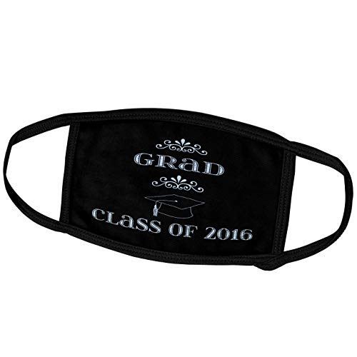 3dRose Class of 2016- Graduation Cap and Diploma Chalkboard Style- Blue - Face Covers -fc-234583-1-