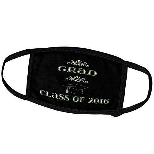 3dRose Class of 2016- Graduation Cap and Diploma Chalkboard Style- Green - Face Covers -fc-234584-1-