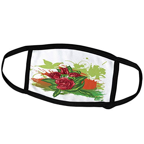 3dRose Red Roses On A Paint Splattered Abstract Background - Face Covers -fc-235952-1-