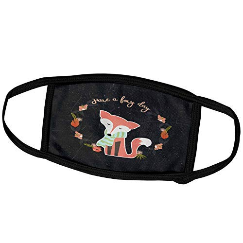 3dRose Typography Fox Illustration Fun Funny Animal Wild Chalkboard. - Face Covers -fc-252397-1-