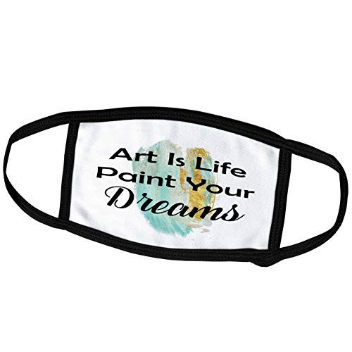 3dRose Turquoise and Gold Brush Strokes with Art is Life Paint Your. - Face Covers -fc-252957-1- 3dRose Turquoise and Gold Brush Strokes with Art is Life Paint Your. - Face Covers -fc-252957-1-