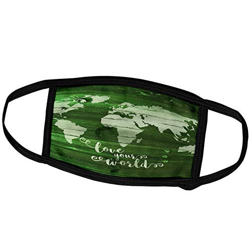 3dRose Love Your World- White Paint on Green Wood Effect- Not Real Wood - Face Covers -fc-261906-1-