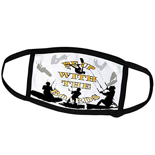 3dRose Be Up with The Boards Yellow Text and Kitesurfer Vector - Face Covers -fc-269743-2-