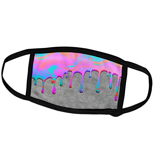 3dRose Dripping Pink and Turquoise Paint On Grey Texture - Face Covers -fc-271204-1- 3dRose Dripping Pink and Turquoise Paint On Grey Texture - Face Covers -fc-271204-1-