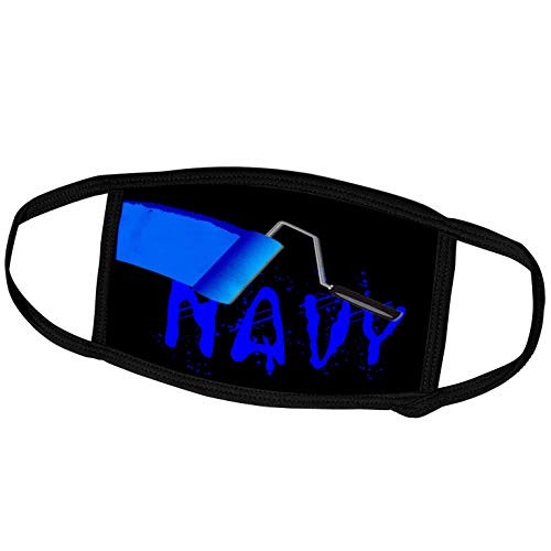 3dRose Seven Colors of Rainbow - Navy Text and Paint Roller on Black - Face Covers -fc-273919-1-