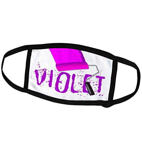 3dRose Seven Colors of Rainbow - Violet Text and Paint Roller on White - Face Covers -fc-273921-1-