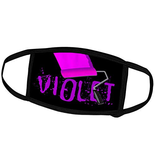 3dRose Seven Colors of Rainbow - Violet Text and Paint Roller on Black - Face Covers -fc-273923-1-