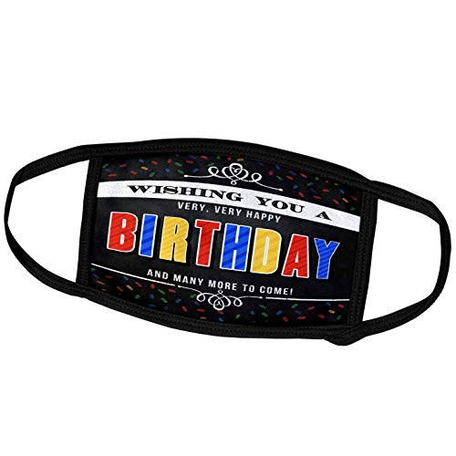 3dRose Colorful Chalkboard Themed Birthday Typography with Confetti - Face Covers -fc-283493-1-