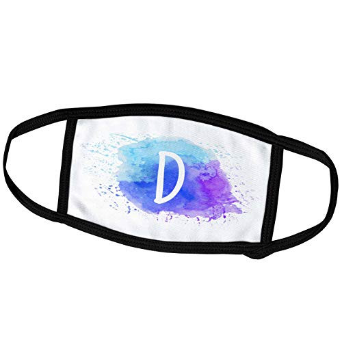 3dRose Monogram Letter D Inside a Teal- Blue- and Purple Paint Splash. - Face Covers -fc-324824-1- 3dRose Monogram Letter D Inside a Teal- Blue- and Purple Paint Splash. - Face Covers -fc-324824-1-