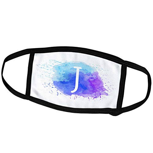 3dRose Monogram Letter J Inside a Teal- Blue- and Purple Paint Splash. - Face Covers -fc-324830-1- 3dRose Monogram Letter J Inside a Teal- Blue- and Purple Paint Splash. - Face Covers -fc-324830-1-