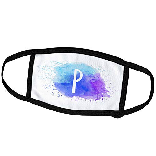 3dRose Monogram Letter P Inside a Teal- Blue- and Purple Paint Splash. - Face Covers -fc-324836-1- 3dRose Monogram Letter P Inside a Teal- Blue- and Purple Paint Splash. - Face Covers -fc-324836-1-